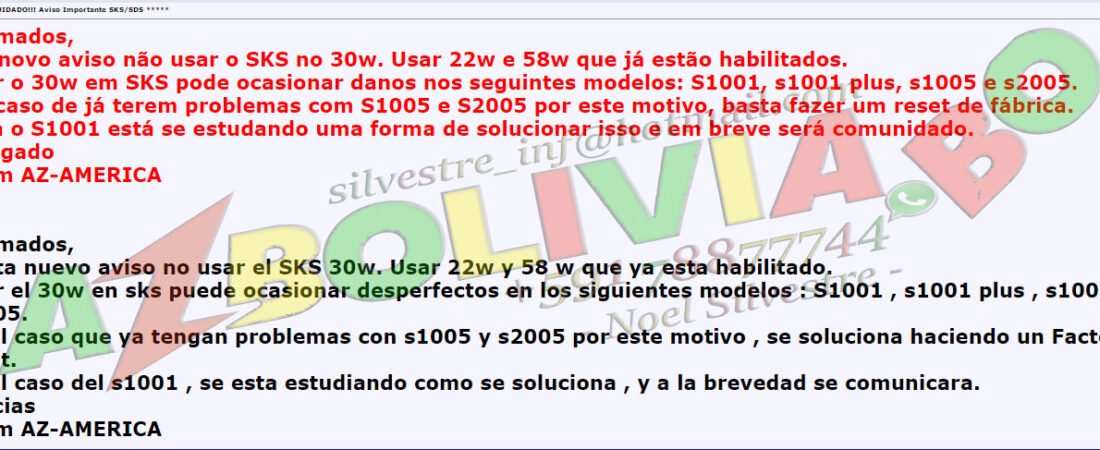 CUIDADO!!! Aviso Importante SKS/SDS – Team AzAmerica