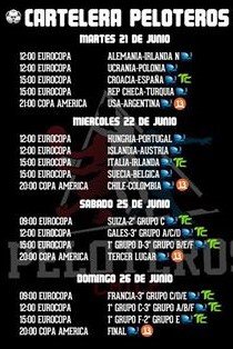 Cartelera Peloteros: Partidos, Horarios y Canales que pasaran la Eurocopa y Copa América para los días 21, 22, 25 y 26 de Junio del 2016