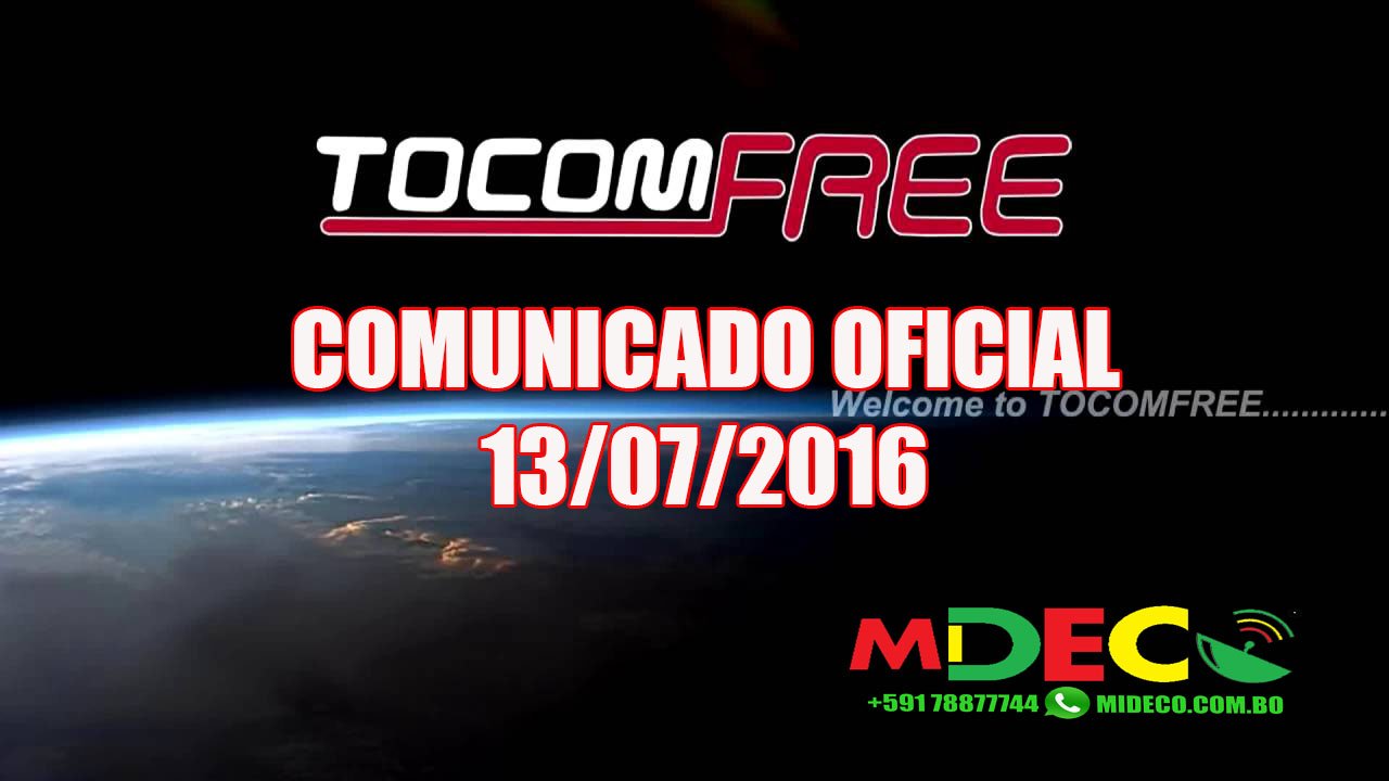 COMUNICADO TOCOMFREE – 13/07/2016