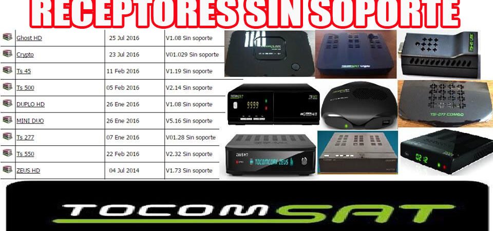 TOCOMSAT ABANDONA 9 MODELOS DE SUS RECEPTORES Y DEJA SIN SOPORTE A USUARIOS – 25/12/2016