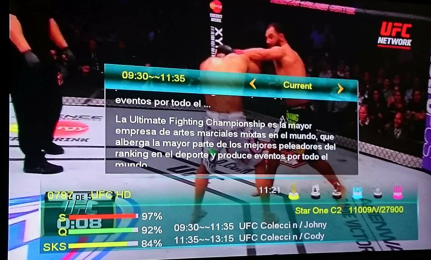 Nuevo Canal UFC HD añadido en el satelite StarOne Latino – 30/12/2016