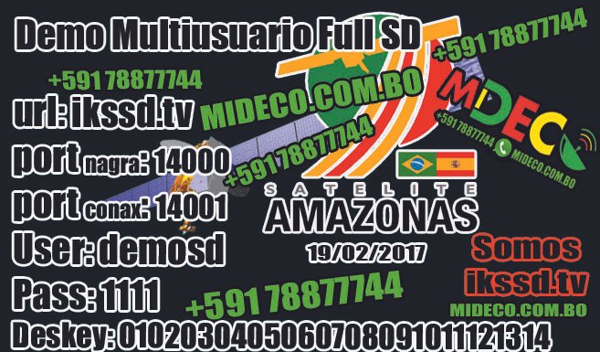 Amazonas (61w) disfruta de full canales totalmente GRATIS, compatible con decos con o sin soporte. Demo Multiusuario – 19/02/2017