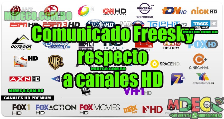 Comunicado Freesky respecto a canales HD – 11/01/2017