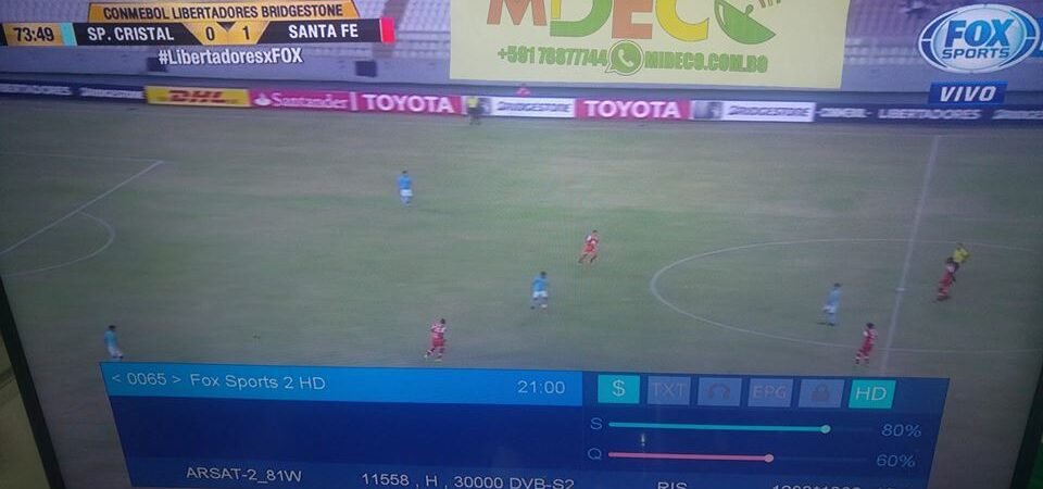 FOX SPORTS 2 HD: Sporting Cristal vs. Santa Fe en VIVO – Arsat 2 100% estable – IKS PRIVADO