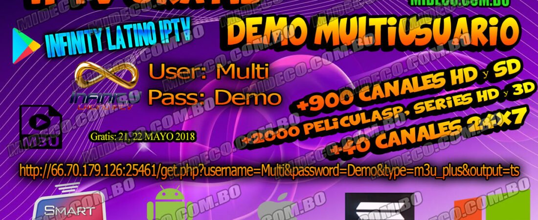 Infinity Latino IPTV GRATIS M3U, Android, PC, Smart TV, iPhone y Apple