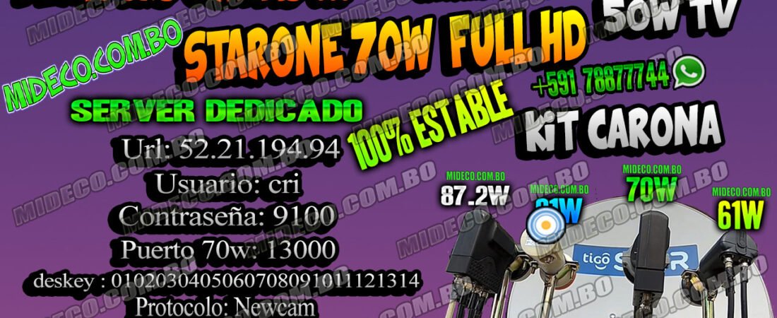 IKS Gratis: StarOne 70w Full HD + SD / Demo Multiusuario – Cuentas, Paneles y SuperPaneles 50w.tv