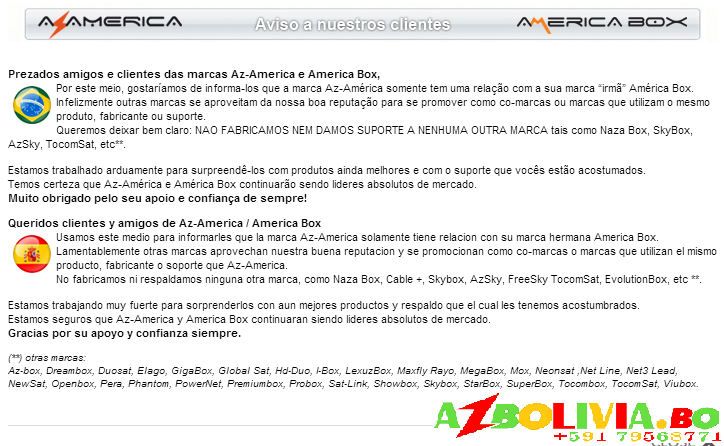 AZAMERICA solamente tiene relación con su marca hermana AMERICA BOX